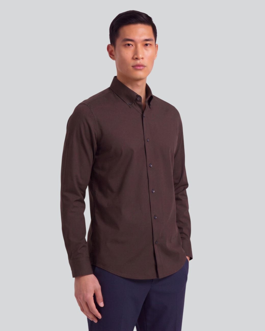 Lords of Harlech Simon Brownie Stretch Jersey Long-Sleeve Shirt for men