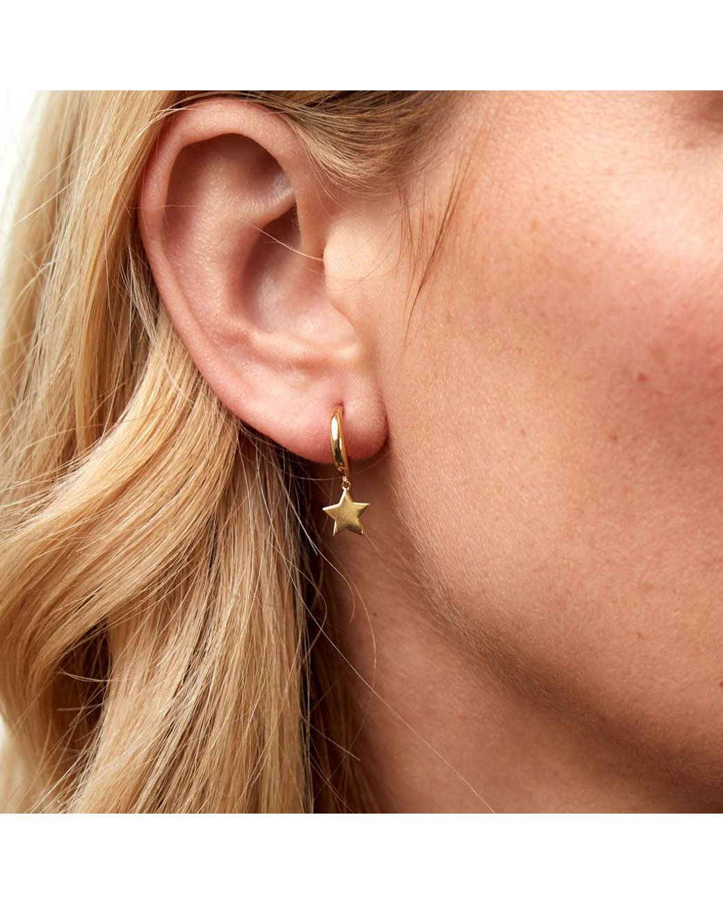 Auree Jewellery Metallic Alta Vermeil Moon Hoop Earrings With Star Drops