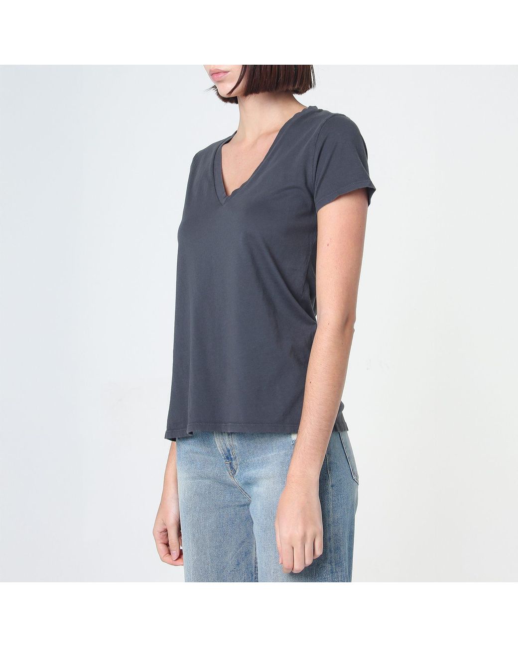 NOEND Gray Supima Cotton V Neck Tee