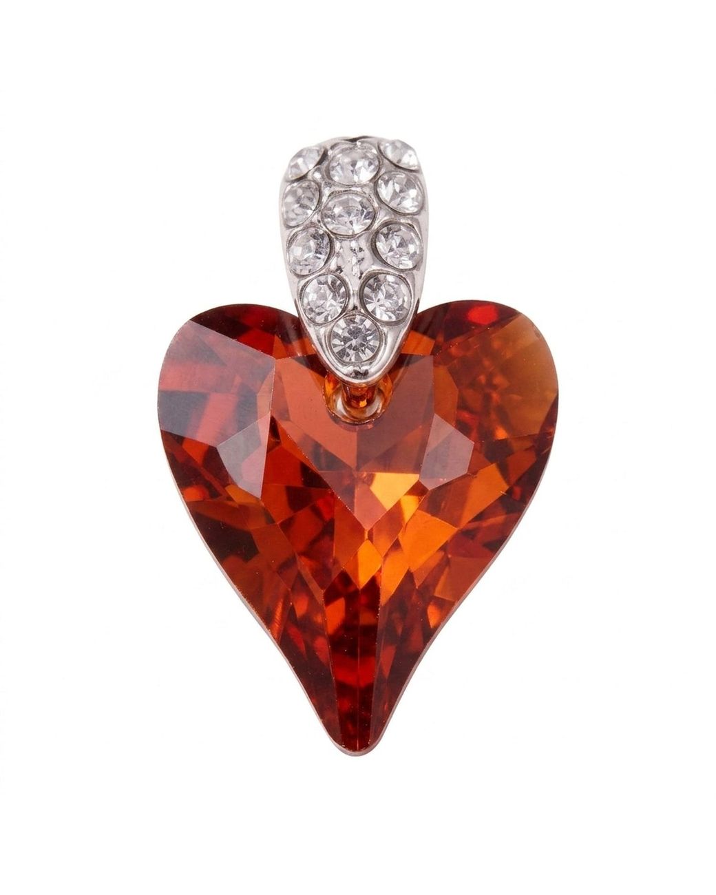 Modenaire Red Dangle Crystal Heart Earrings With Rhinestone Accent