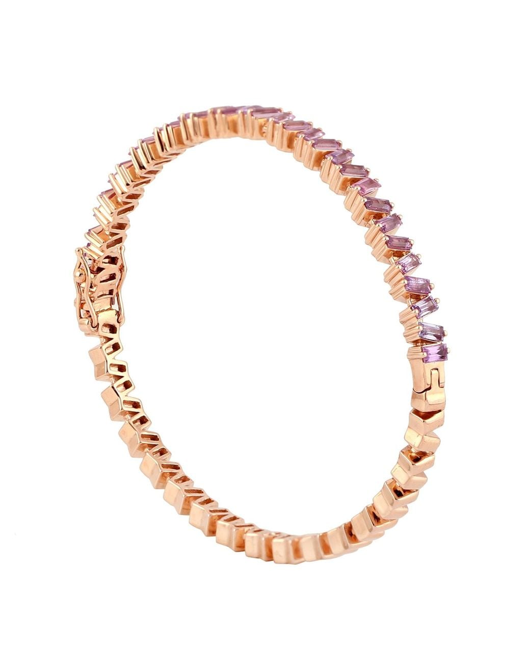 Artisan Pink Baguette Cut Sapphire Gemstone Bangle