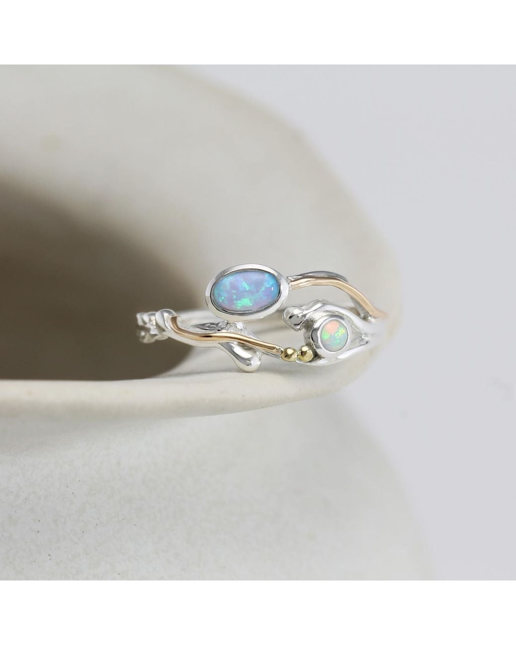 Isla Silver White Sterling Fire Opal Ring