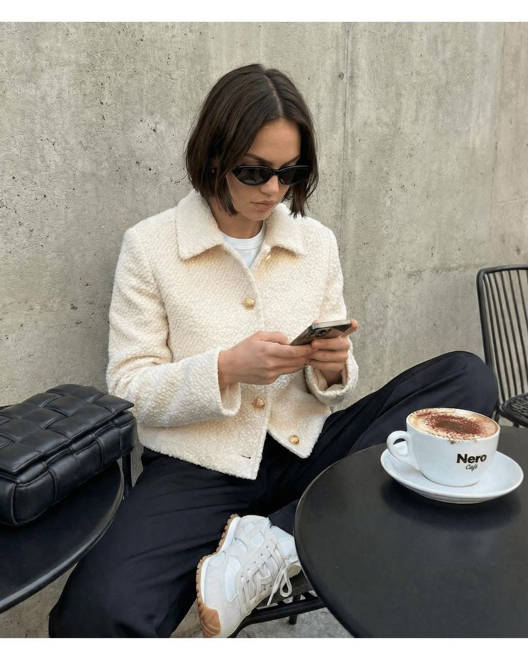 ROAV Natural Neutrals Short Cream Wool Blend Bouclé Jacket