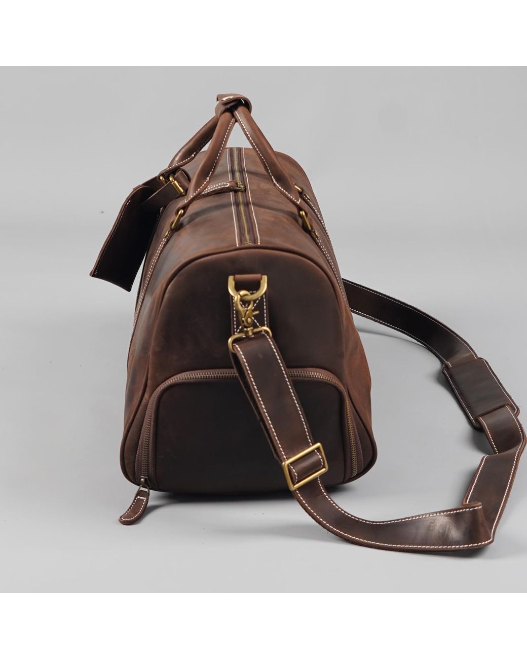 Touri Brown Leather Over-Night With Shoe Storage for men