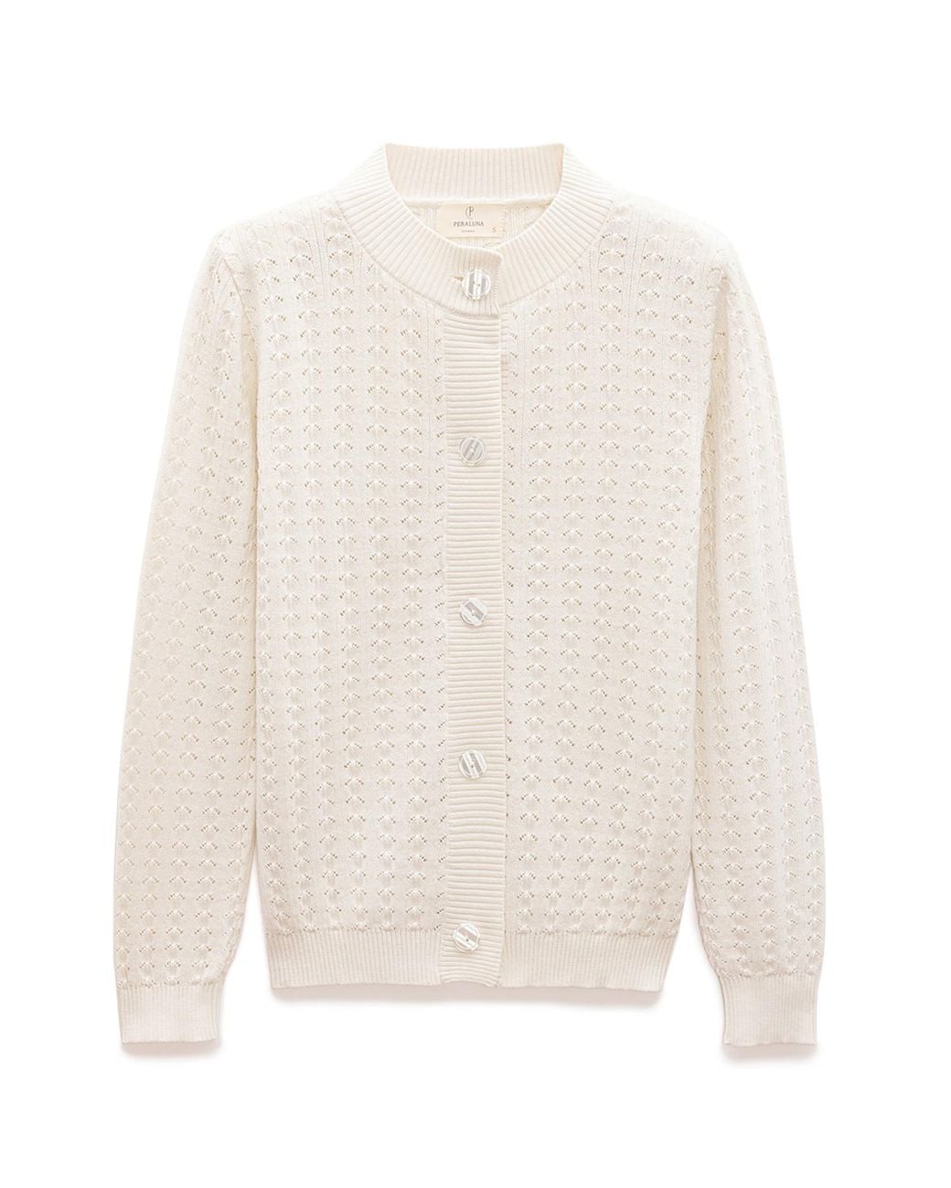 Peraluna White Zoey Embossed Knit Cardigan