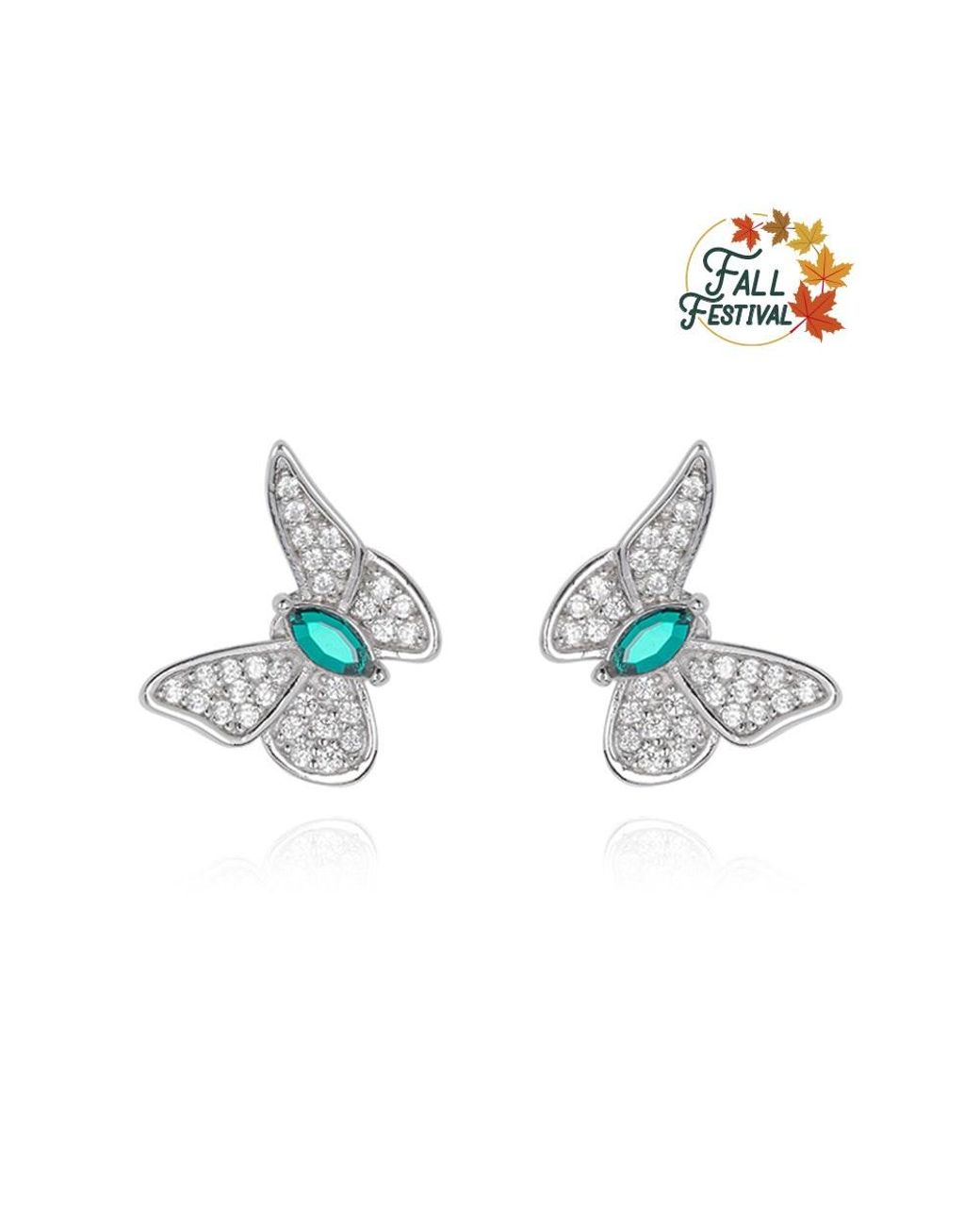 Far East Jewelry Blue Handcrafted & Crystal Dream Butterfly Earrings