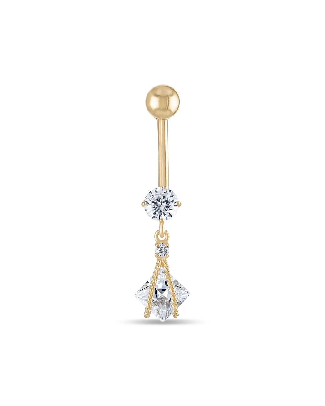 Zahav Jewelry Metallic 10K Solid 14G Dangling Belly Ring