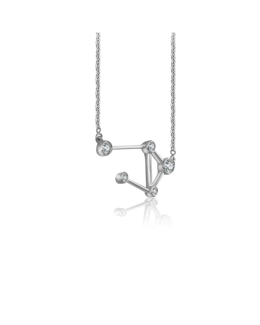 Genevieve Collection Metallic Libra Zodiac Constellation Necklace 18K & Diamond