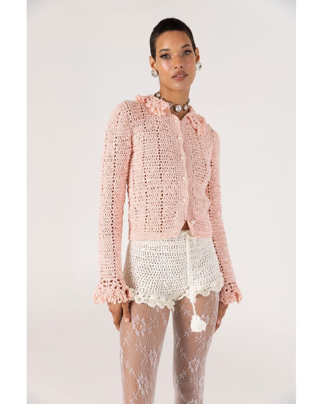 Andreeva Natural Chrysanthemum Handmade Crochet Shorts