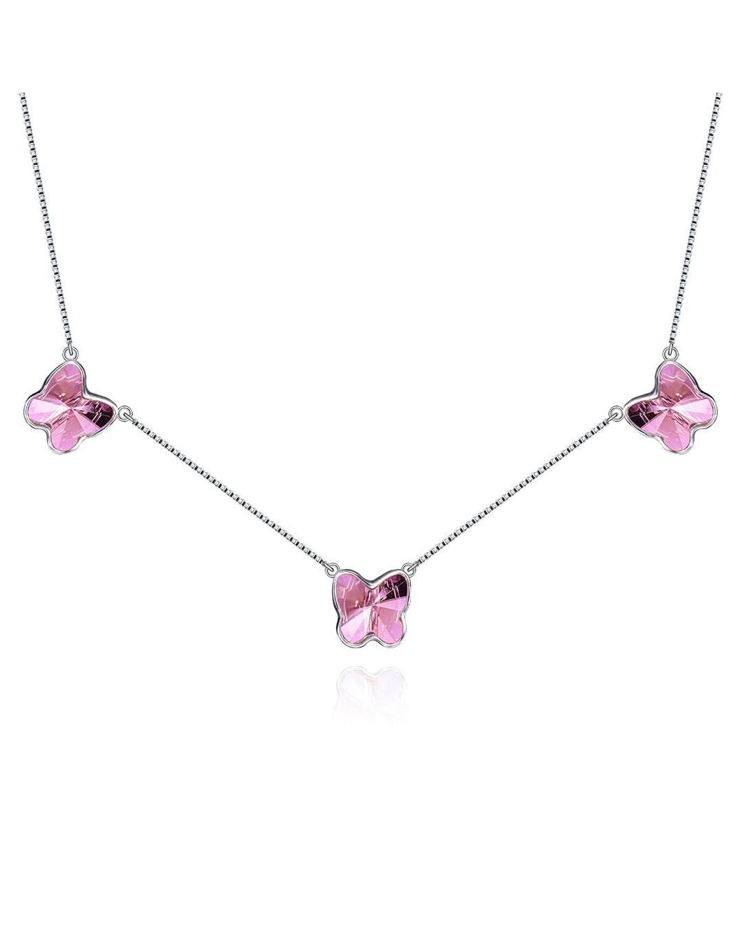 Far East Jewelry Metallic Handcrafted & Crystal Butterfly Necklace