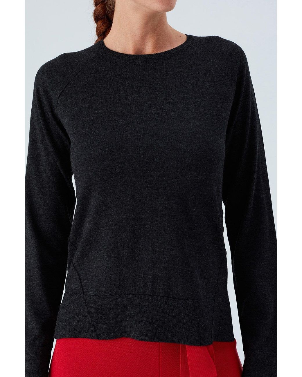 Peraluna Black Vanessa Slit Detailed Asymmetric Fine Pullover