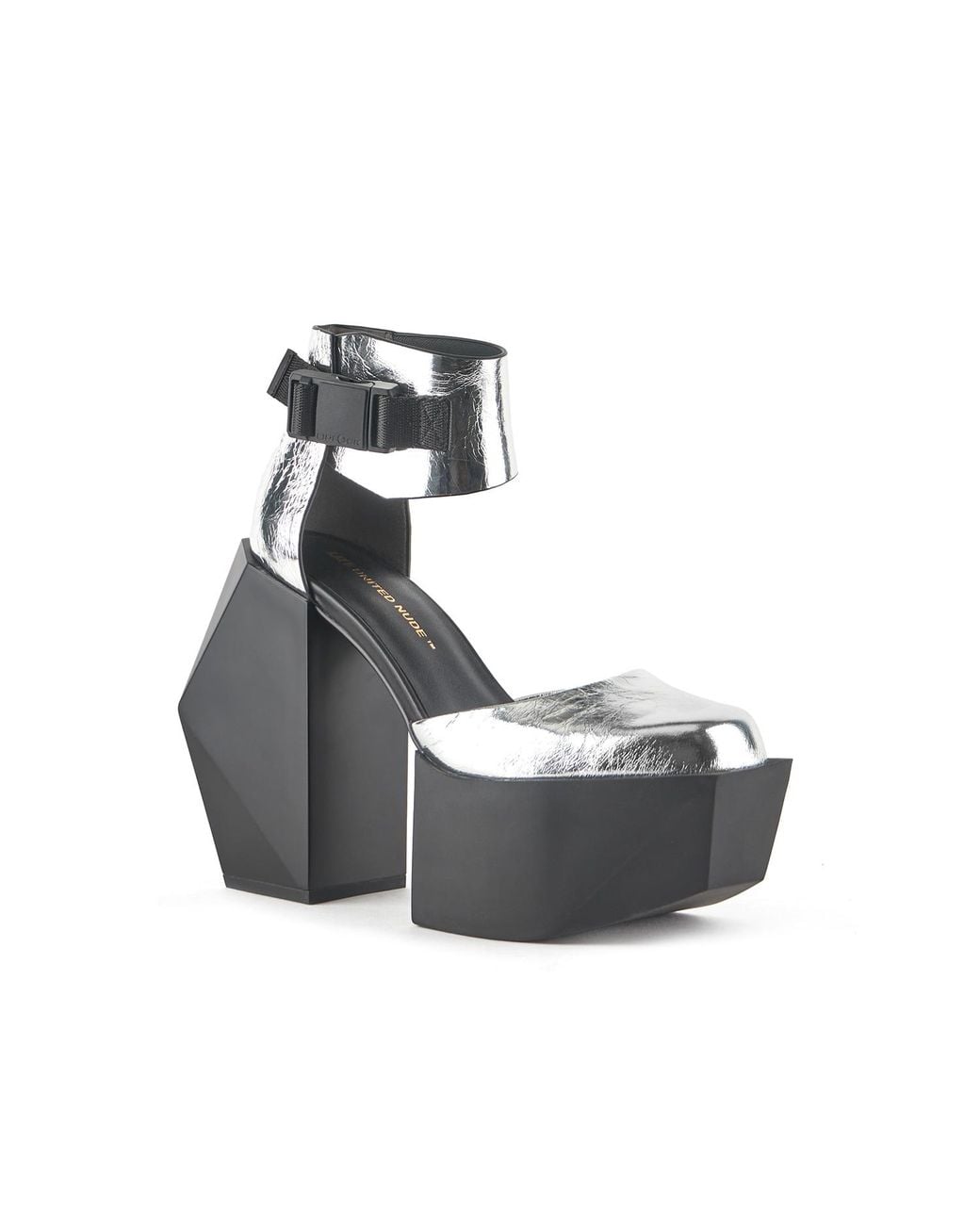 United Nude Gray Metallic Mary Jane Heels