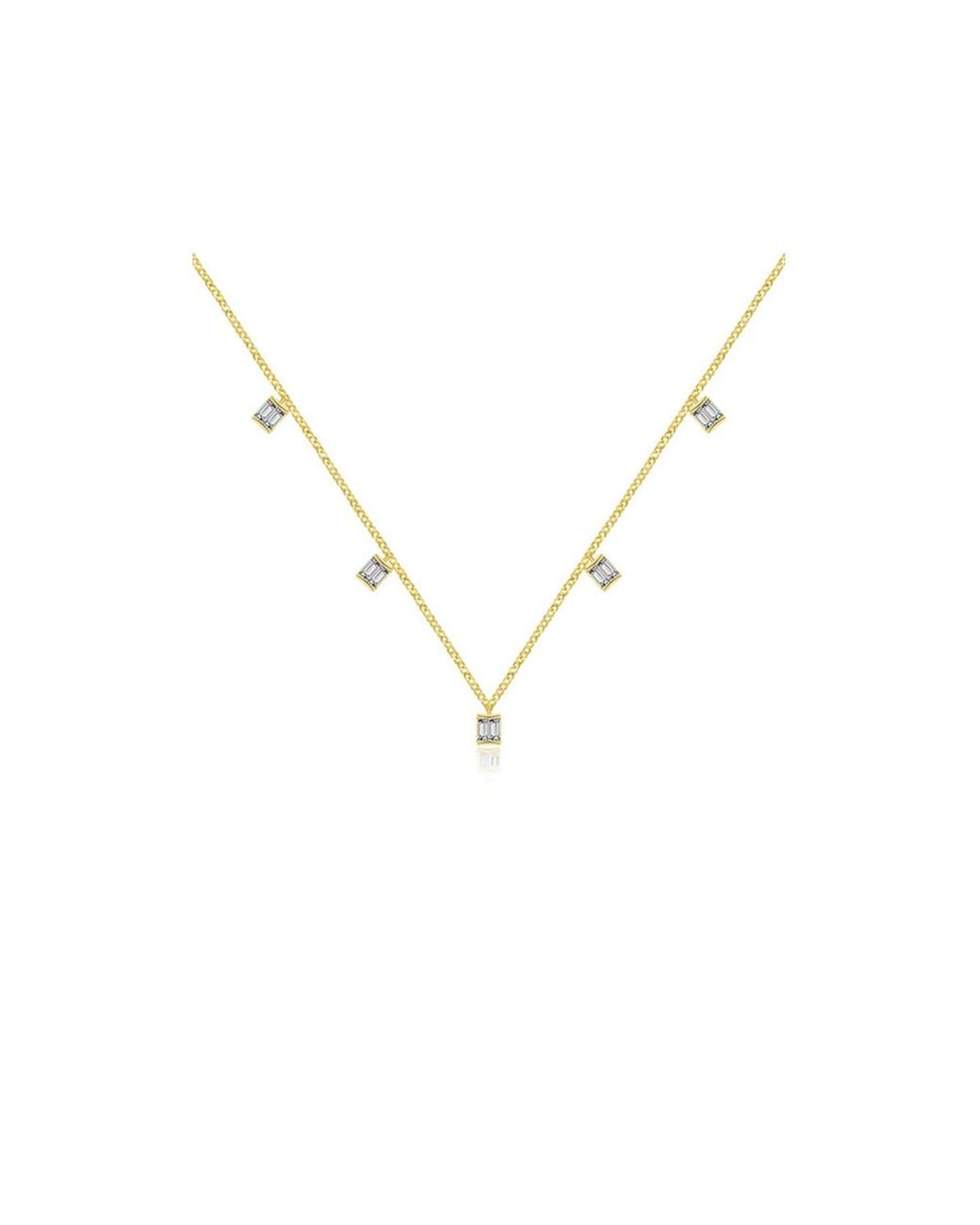 Genevieve Collection Metallic 18k Yellow Gold Rhombus Shape Diamond Necklace / Choker