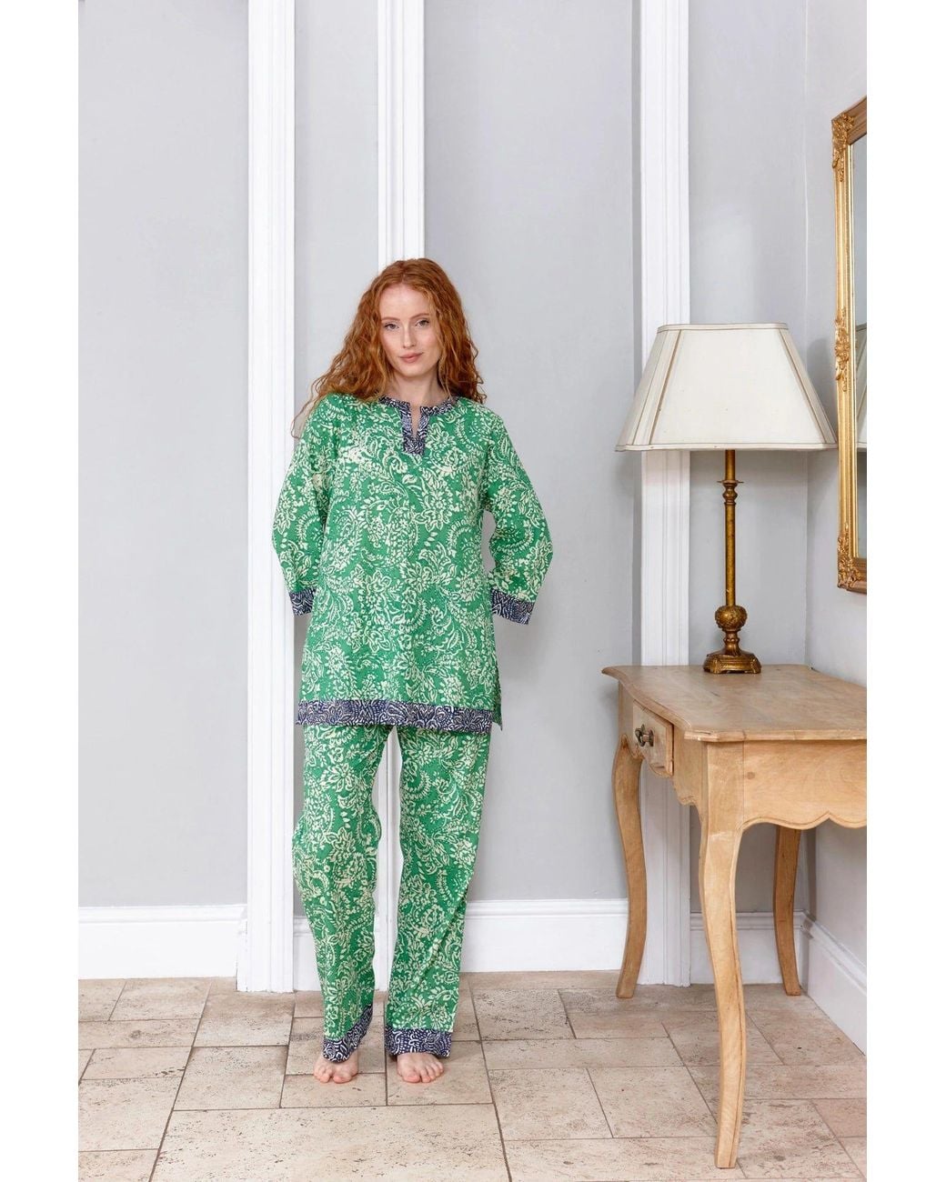 Inara Green Jaipur Cotton Pyjamas