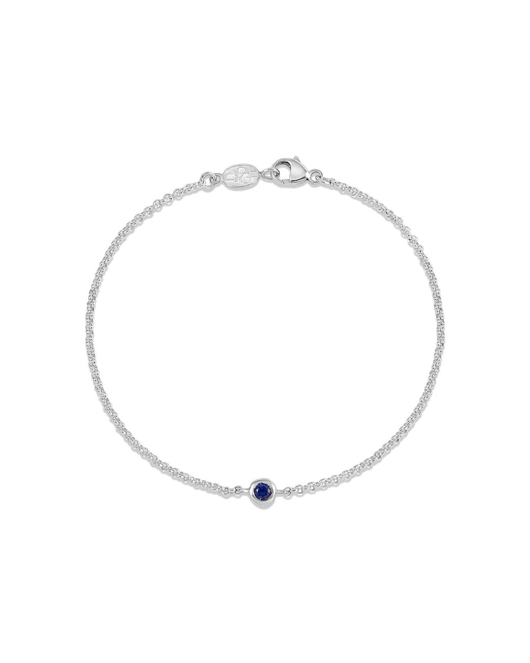 Dower & Hall Metallic Single Sapphire Dewdrop Chain Bracelet