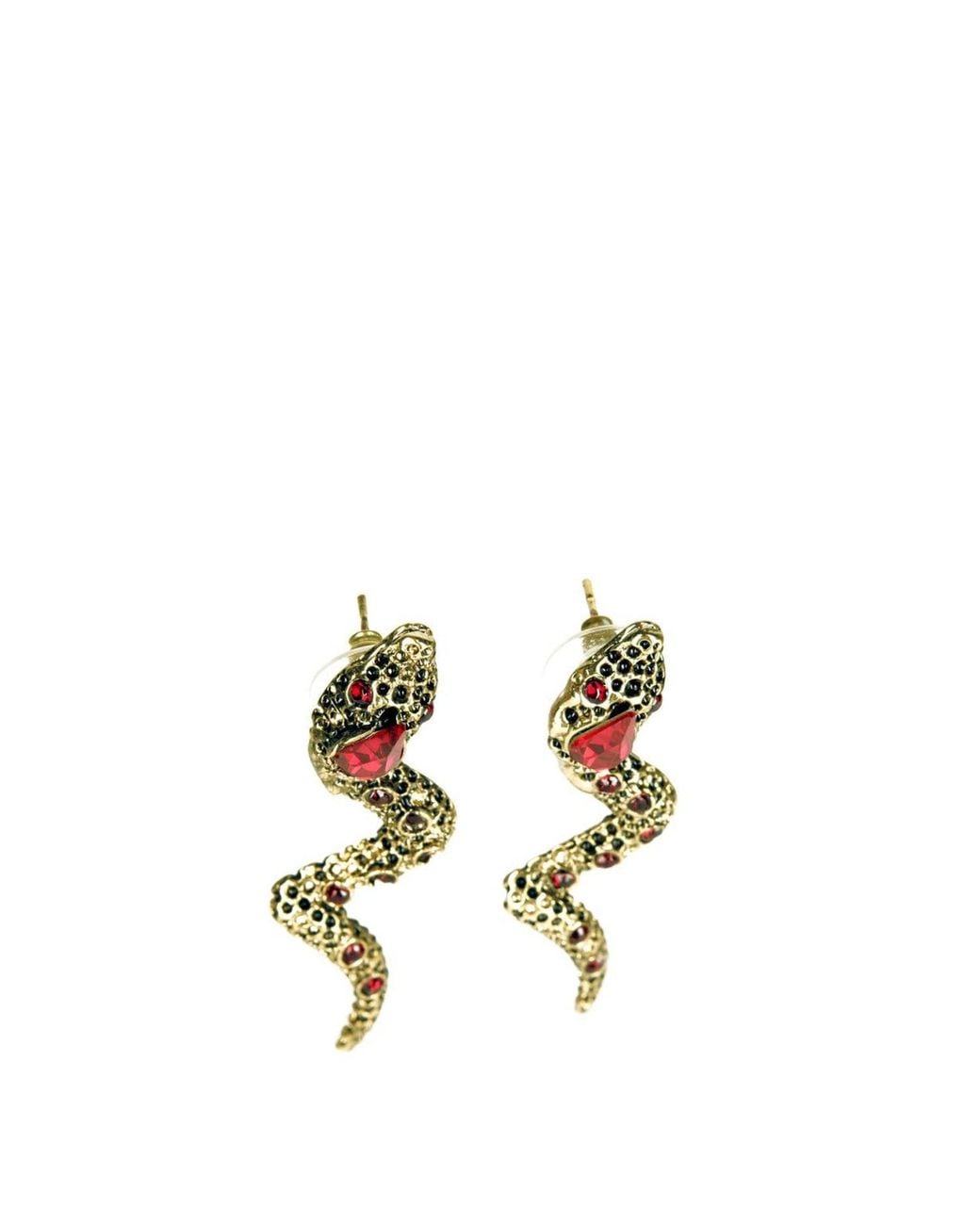 Addicted Multicolor Moire Serpent Shaped Earrings With Crystals