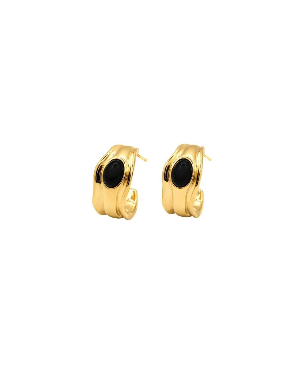Uchi and Soto Metallic Enso Onyx Molten Hoop Earrings