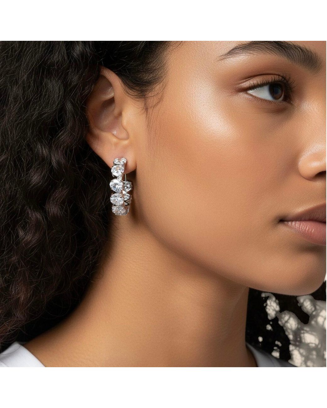 Maison De Gala Metallic Multi-Cut Crystal Hoop Earrings