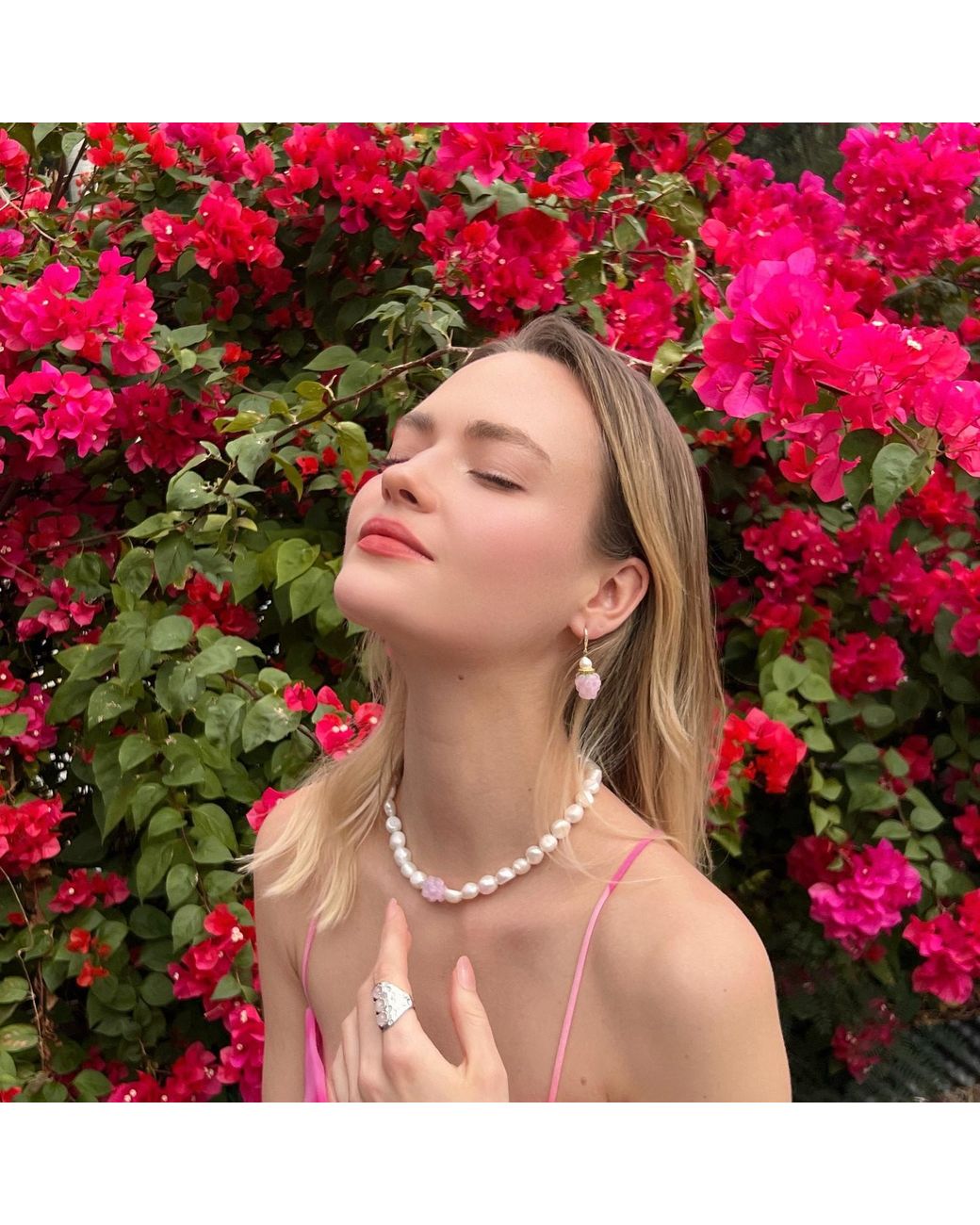 Farra Pink Raspberry With Freshwater Pearls Earrings