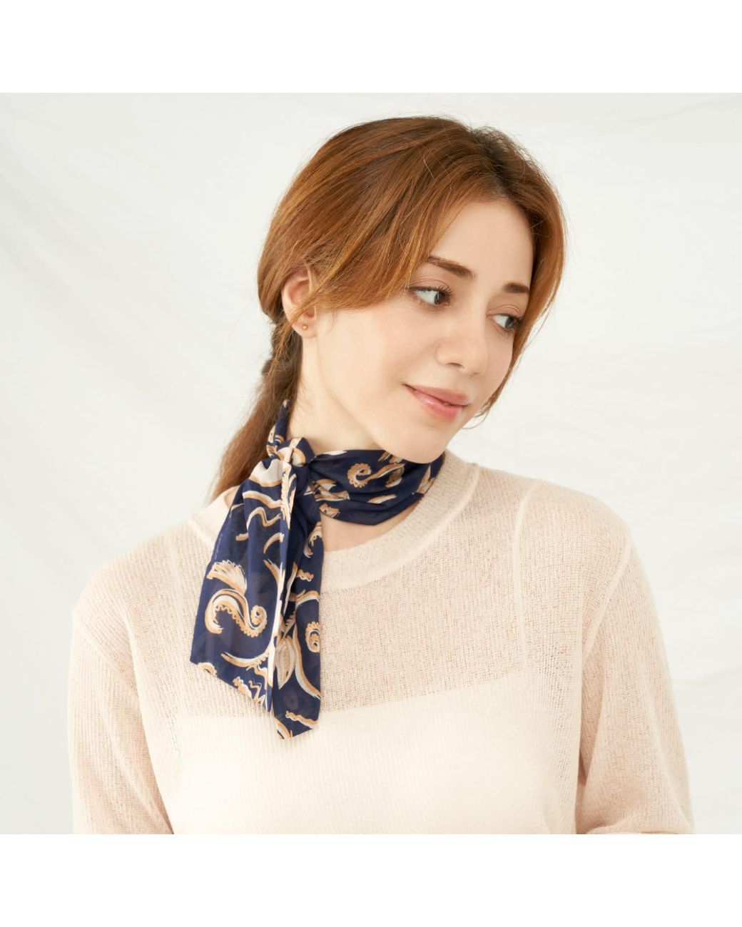 Maraethra Blue Dancing Floral Cotton Tie Scarf