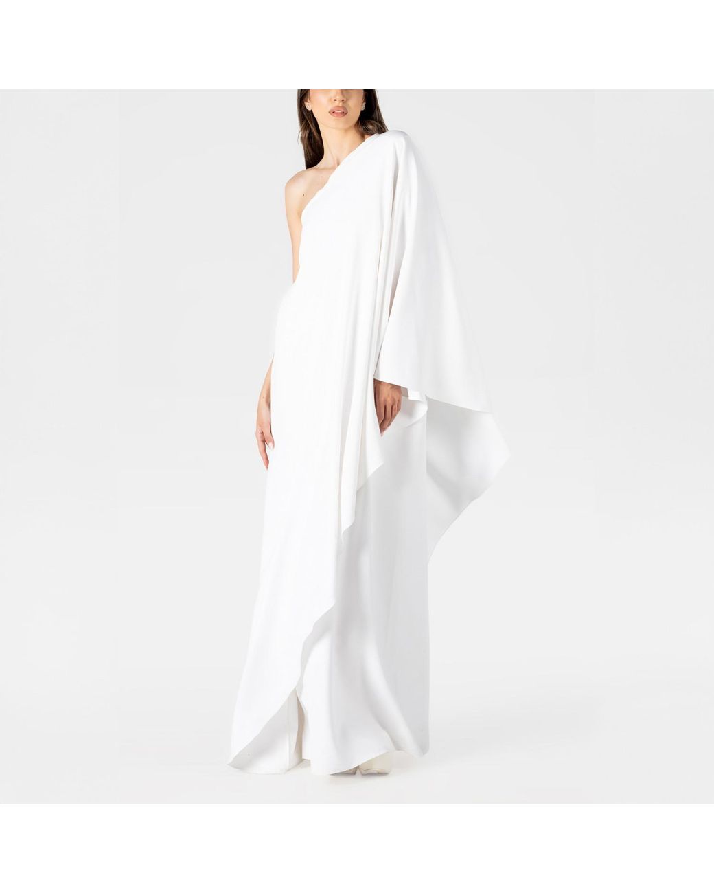 LIA ARAM White Mono Drape Gown