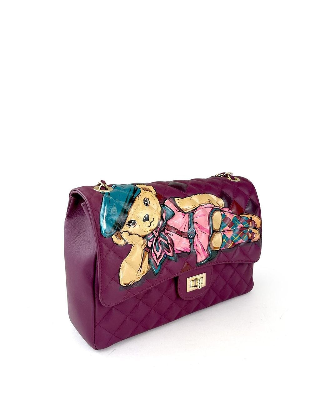 Maison Rubaiyat Purple Kiki Hand-Painted Leather Flap Shoulder Bag – Mrs. Bear