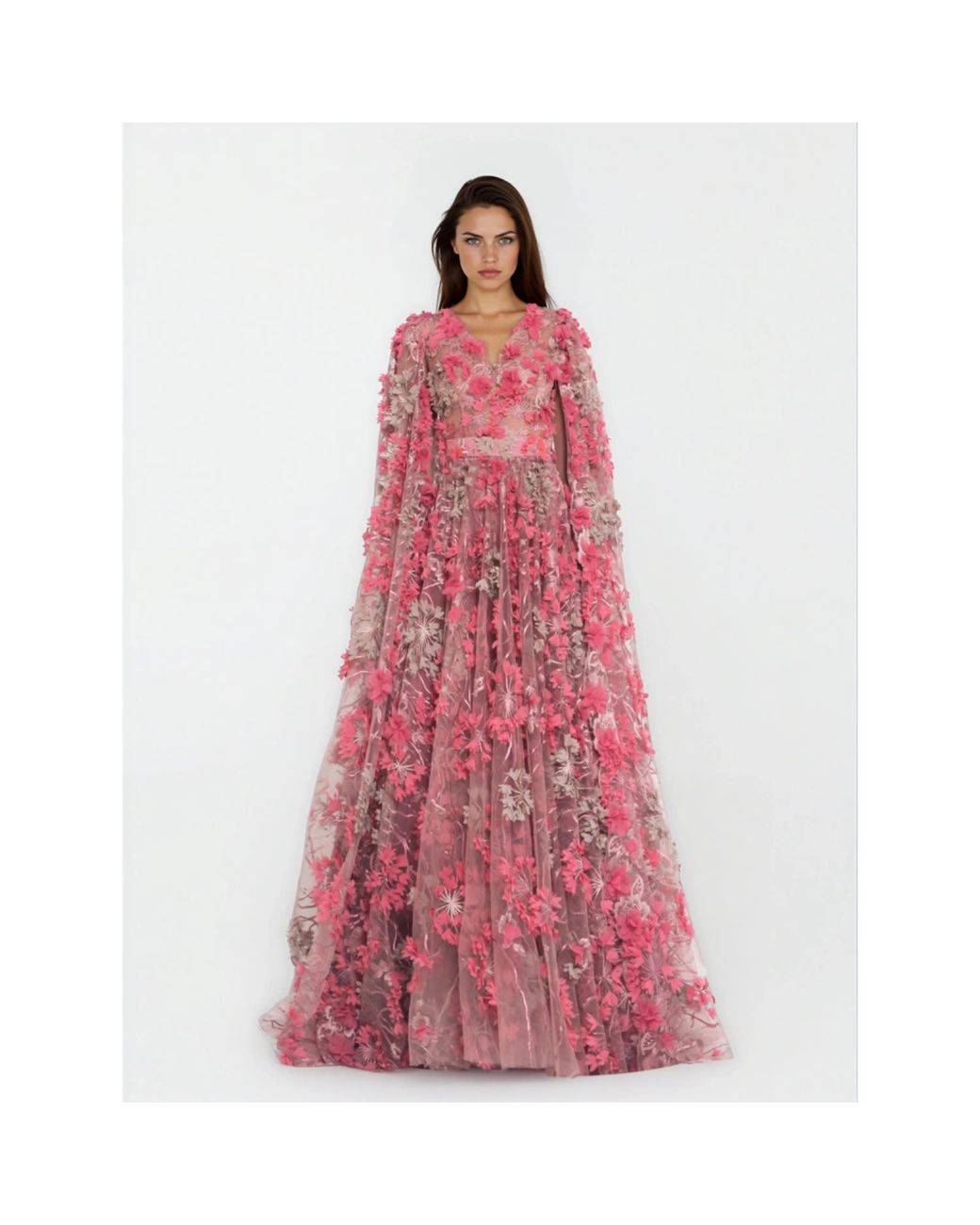MATSOUR'I Red Dress Hortensia With Detachable Sleeves Maxi Coral