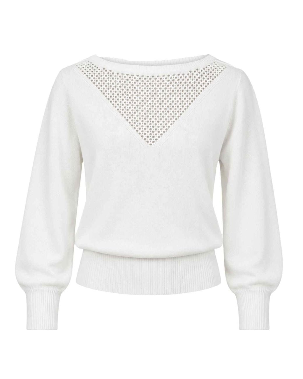 SACHA DRAKE White Chloe Three Quarter Sleeve Knit Top