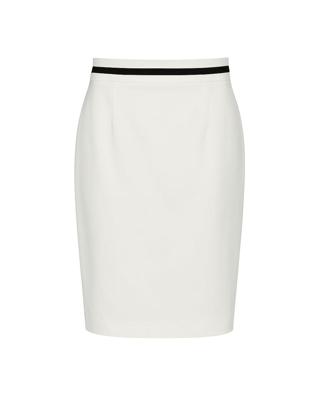 Conquista White Fitted Pencil Skirt With Contrast Stripe