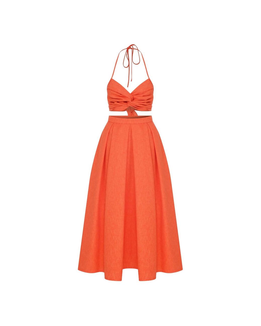 NAZLI CEREN June Midi Skirt In Spicy Orange
