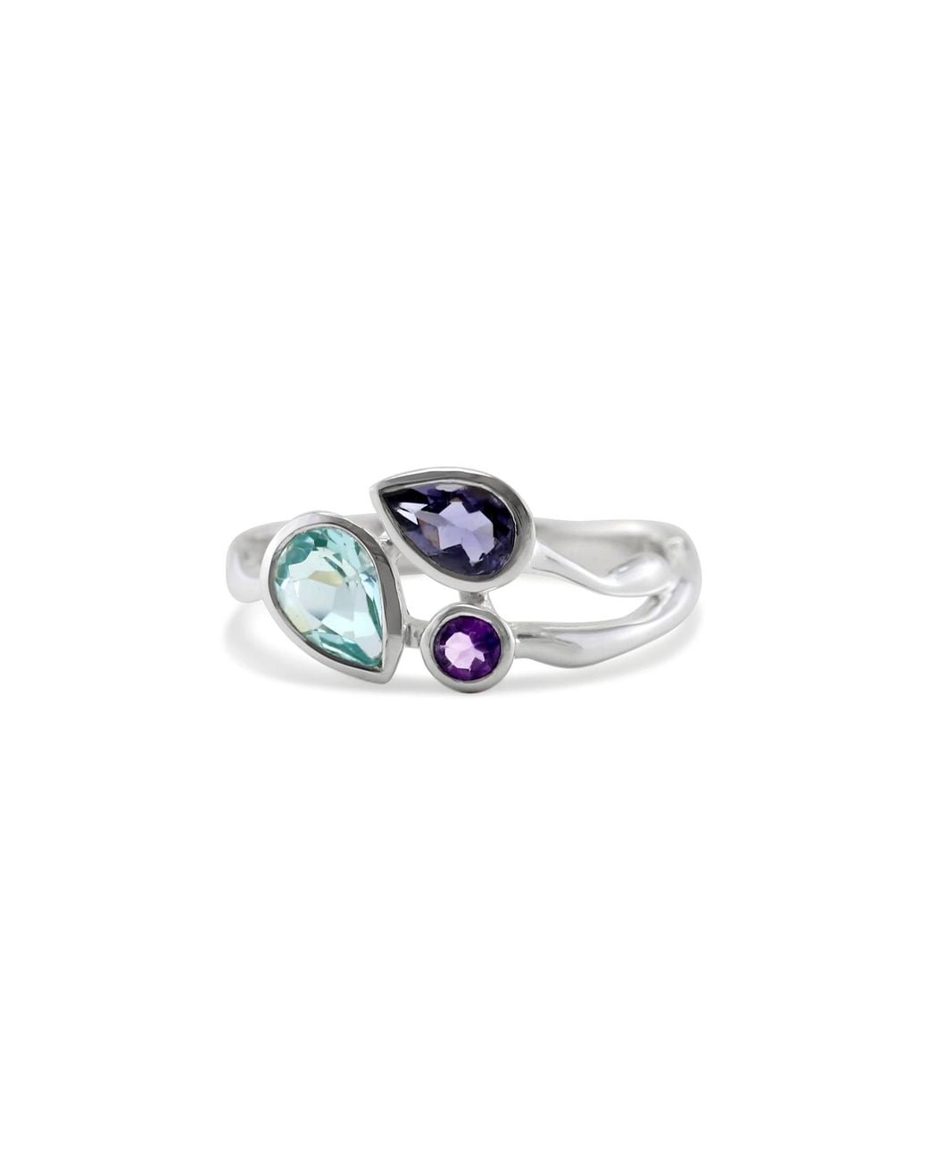Isla Silver Blue Topaz, Iolite & Amethyst Ring