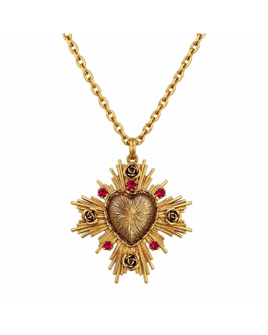 Vstyle Metallic Sacred Heart Radiance Necklace