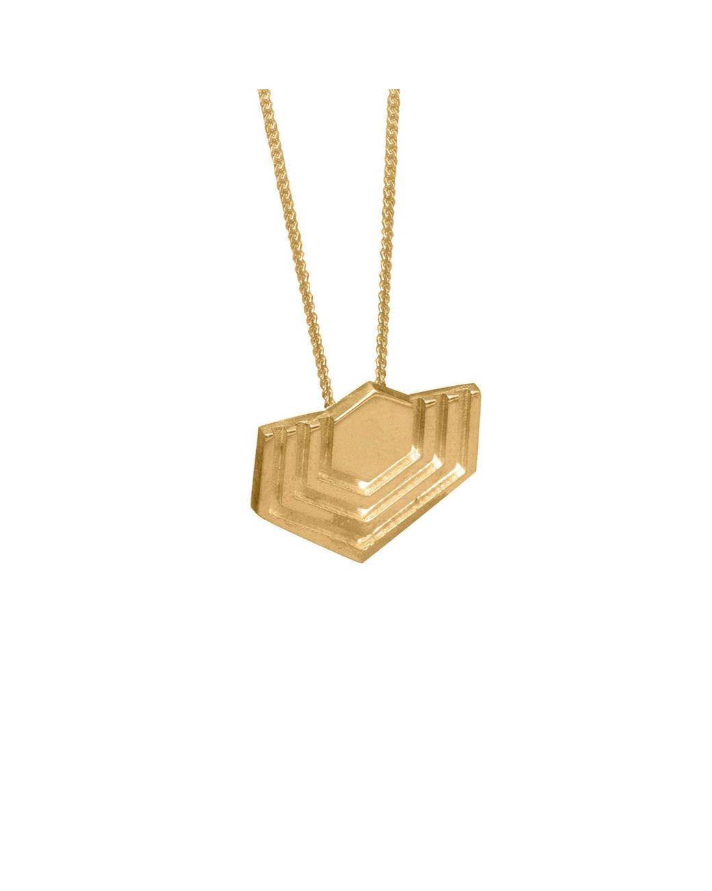 Edge Only Metallic Abstract Hexagon Pendant 18Ct Vermeil