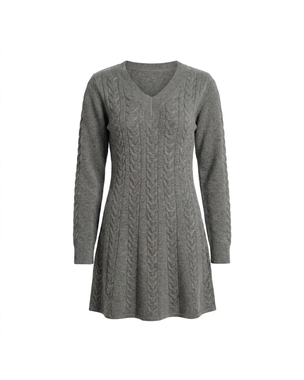 Modenaire Gray Cable Knit Dress Sculpted Texture