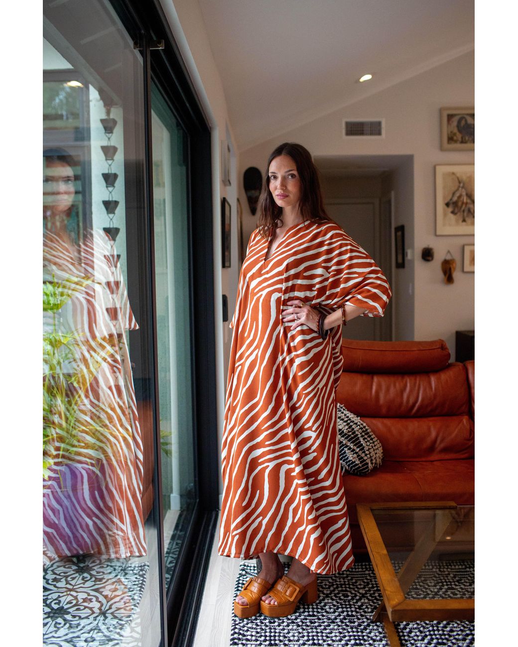 Jennafer Grace Red Talitha Cinched Waist Caftan