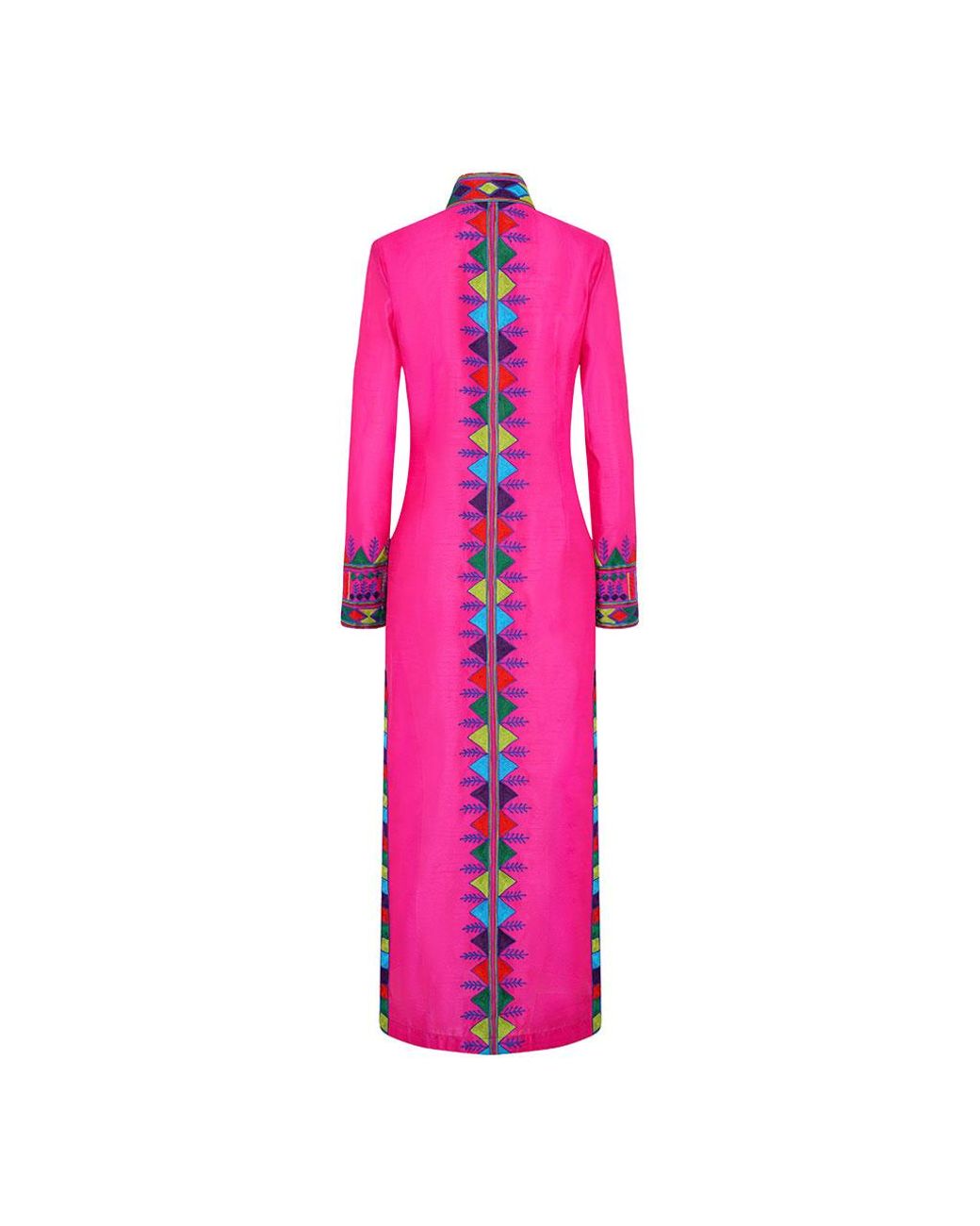 Beatrice von Tresckow Pink Embroidered Silk Nomad Long Coat
