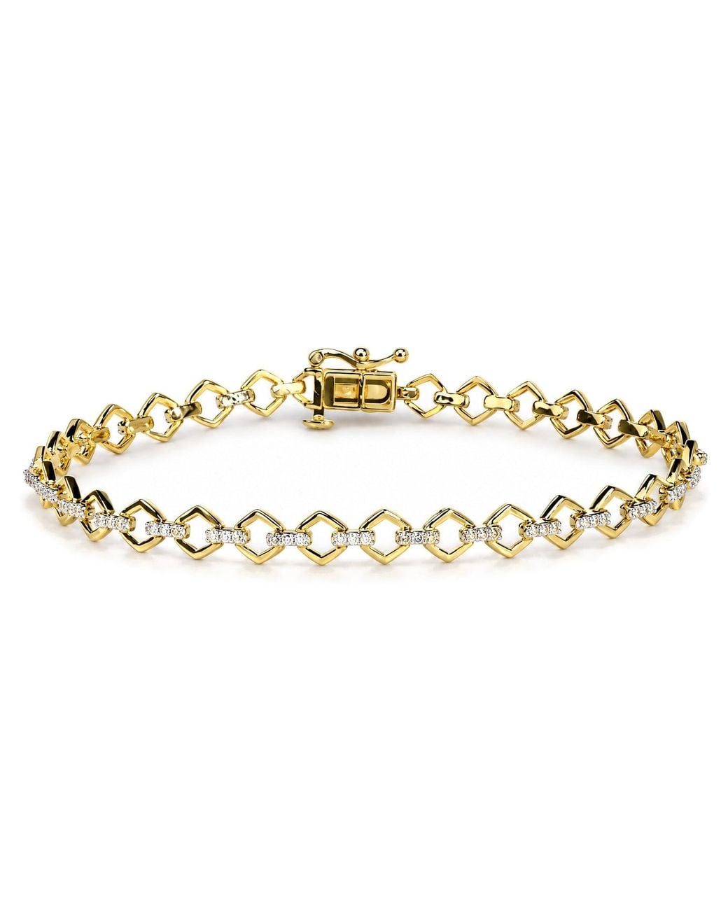 Haus of Brilliance Metallic Vermeil Diamond Geometric Link Bracelet
