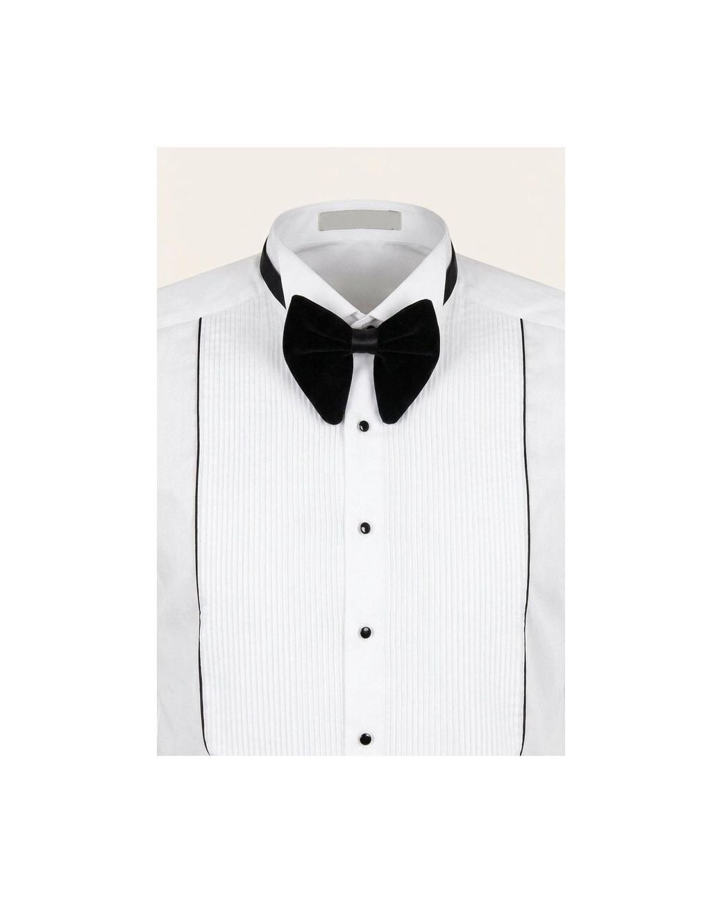 Ron Tomson White Pure Cotton Pleated Wing Tip Collar Shirt for men