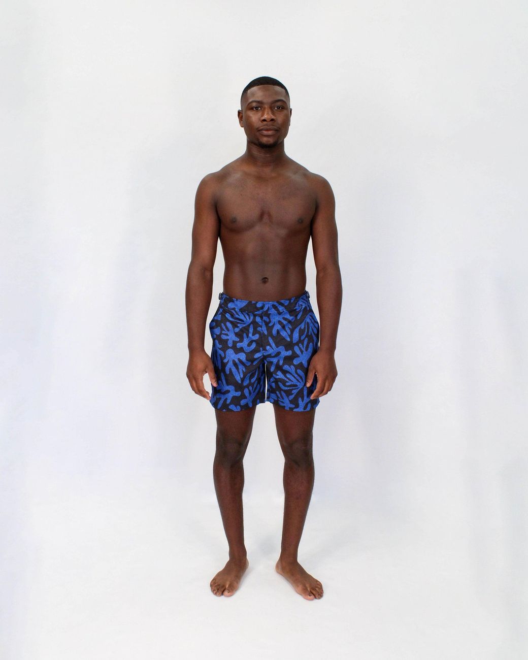 Lords of Harlech Blue Pool Loop Coral Canvas Swim Short for men