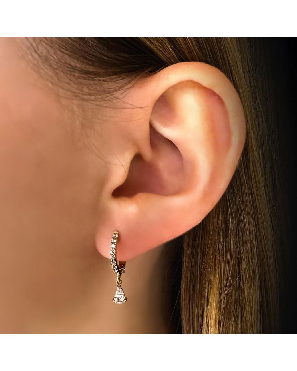 SALLY SKOUFIS Metallic Pure Drop Huggie With Made Cz Diamond Stimulant