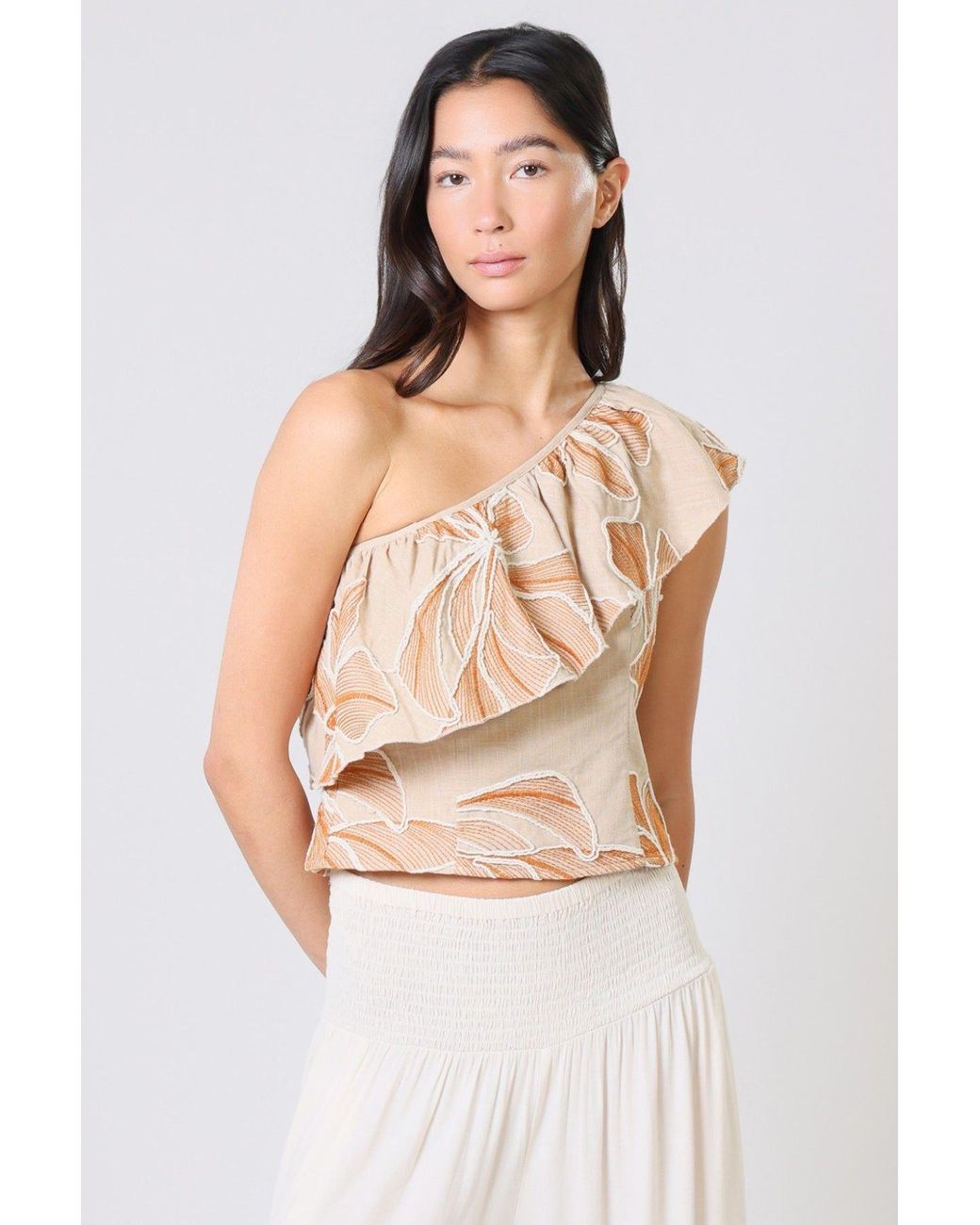 Traffic People Brown Grace & Maude And Floral Asymmetric Bella Top