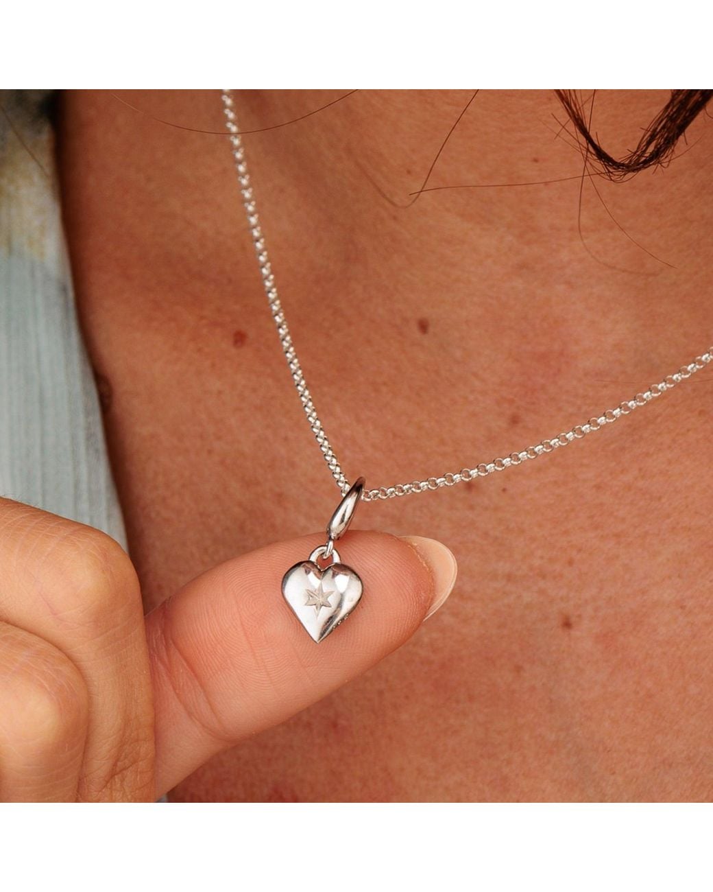 Lily Charmed Metallic Sterling Star Heart Charm Necklace