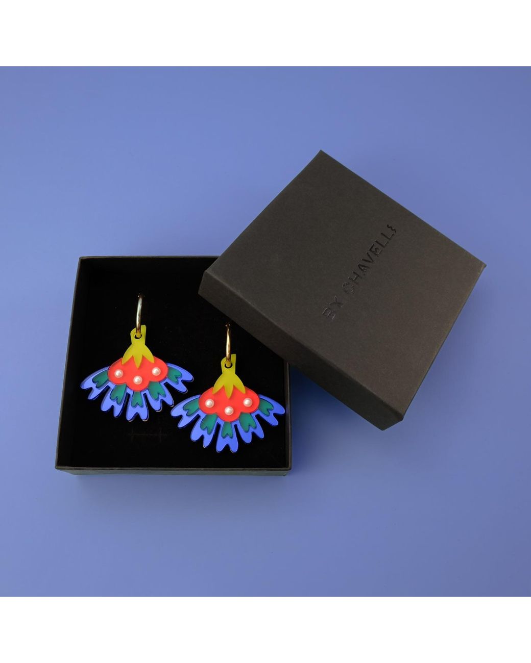 By Chavelli Blue Cosmos Flower Earrings