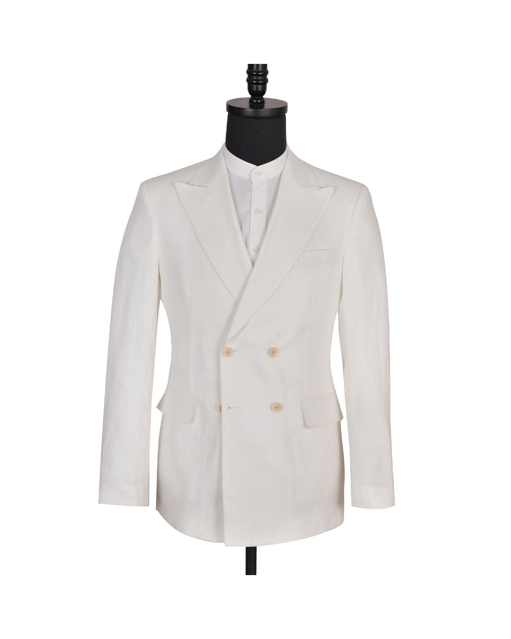 DAVID WEJ White Hugo Linen Double Breasted Blazer for men