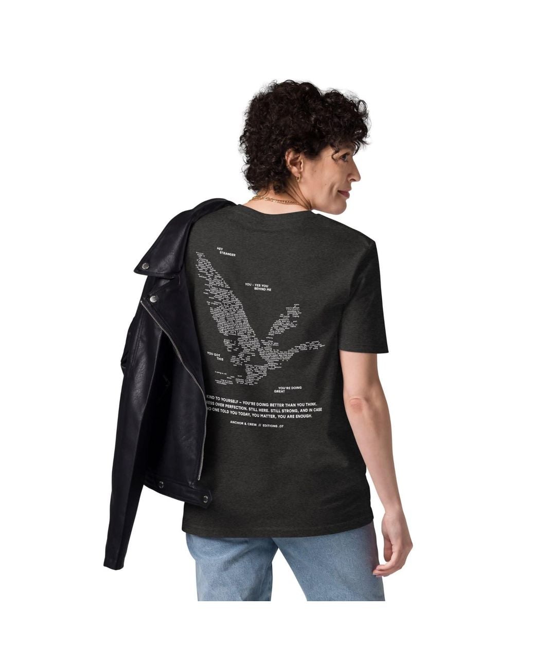 Anchor and Crew Black Heather Seven You Are Enough X Mental Health Editions Organic Cotton T-Shirt