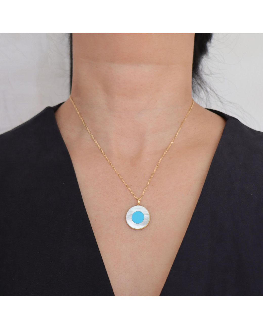 Hye Jane Jewelry Blue Mother Of Pearl Vera Evil Eye Necklace