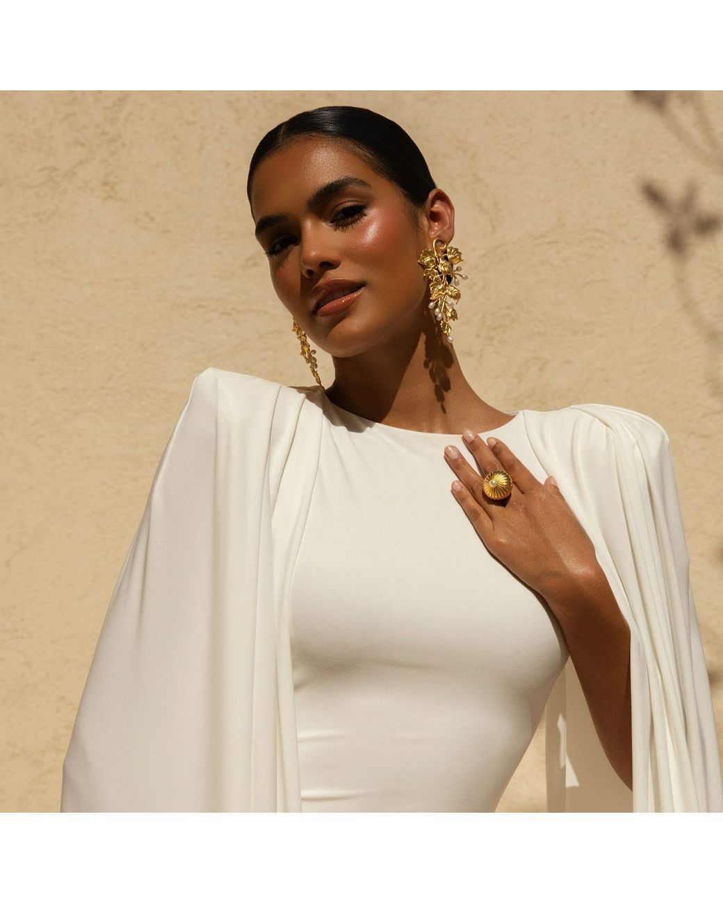 Meraki by Rashmi Bajaj Metallic Fiano De Perla Plated Dangle Earrings With Pearl Drops