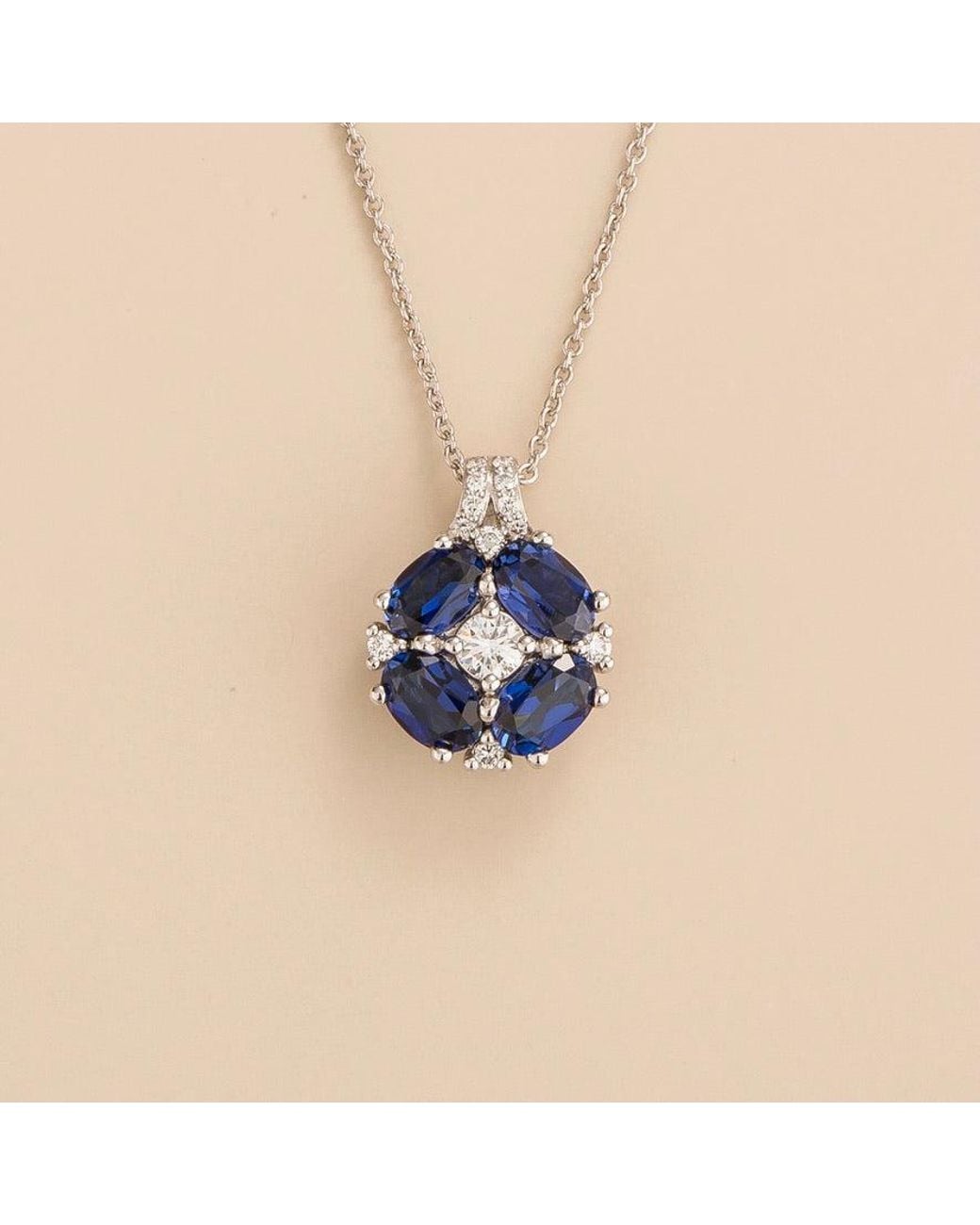 Juvetti Blue Pristi Necklace With Diamond & Sapphire