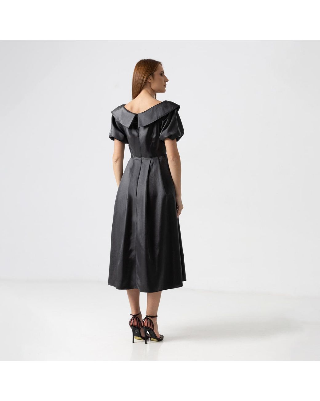 IZABELA MANDOIU Black Midnight Off-Shoulder Midi Dress