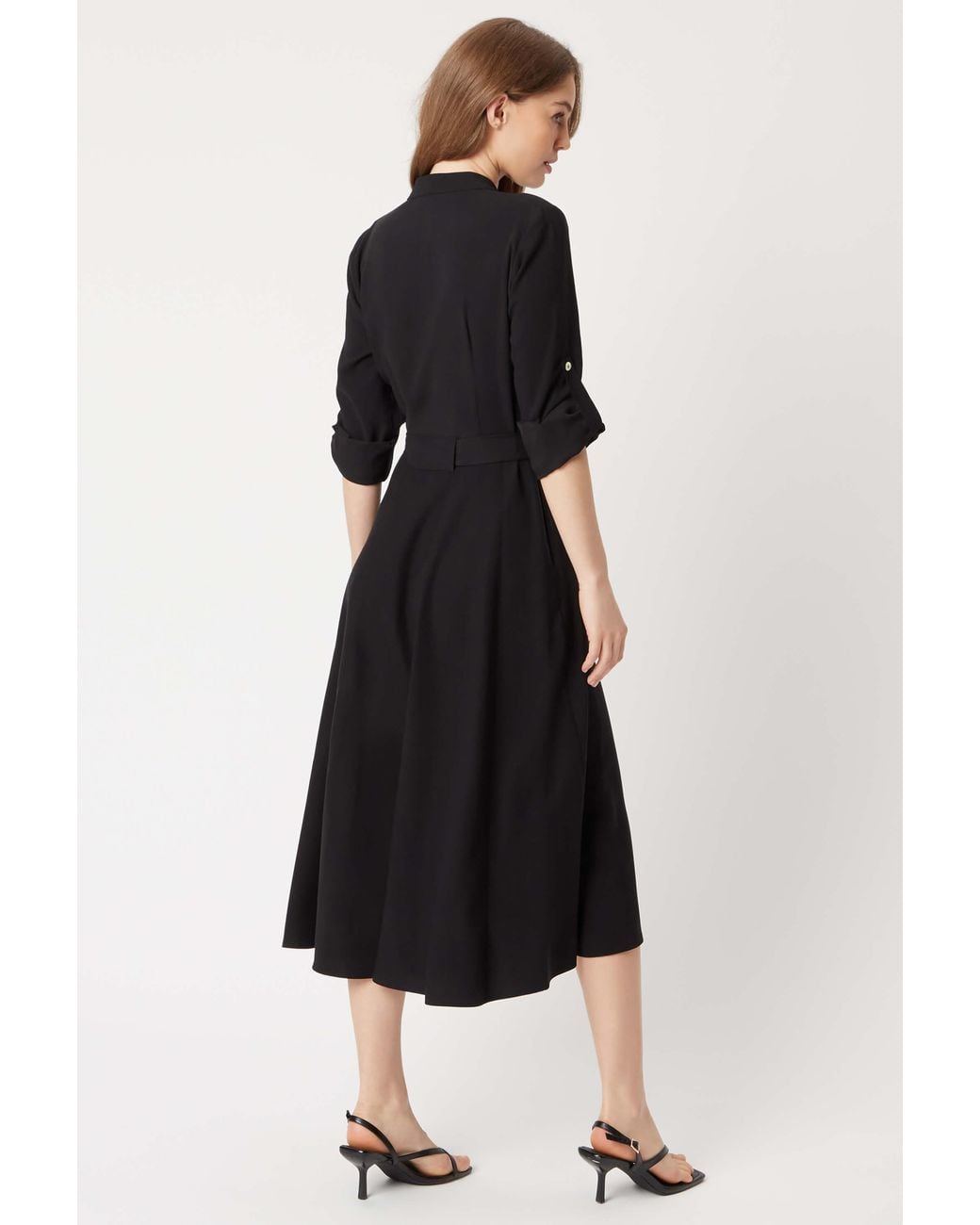 James Lakeland Black Roll Sleeve Midi Dress